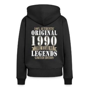1990 - Jahrgang 1990 - Frauen Premium Bio Hoodie - Schwarz - Hinten - Julia (174cm)