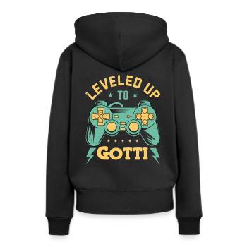 Befördert zum Gotti Patentante Schweiz Taufgotti - Frauen Premium Bio Hoodie - Schwarz - Hinten - Julia (174cm)