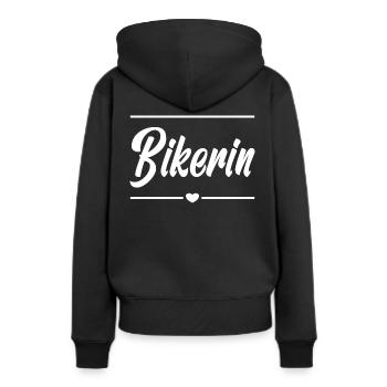Bikerin Herz Bikergirl Motorradfahrerin Biker-Girl - Frauen Premium Bio Hoodie - Schwarz - Hinten - Julia (174cm)