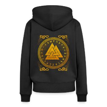 Noeud germanique Wotan Valknut et Futhark - Sweat à capuche Premium bio Femme - noir - Dos - Julia (174cm)