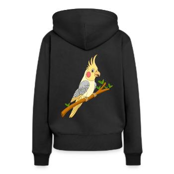 Nymphensittich auf Ast - Frauen Premium Bio Hoodie - Schwarz - Hinten - Julia (174cm)