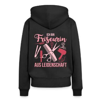 Friseurin Spruch Schere Kamm - Frauen Premium Bio Hoodie - Schwarz - Hinten - Julia (174cm)
