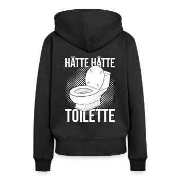 Hätte Hätte Toilette - Frauen Premium Bio Hoodie - Schwarz - Hinten - Julia (174cm)