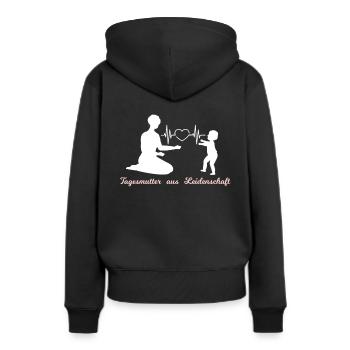 Tagesmutter Leidenschaft Herzschlag - Frauen Premium Bio Hoodie - Schwarz - Hinten - Julia (174cm)
