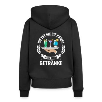 Kellnerin Bedienung Servicekraft - Frauen Premium Bio Hoodie - Schwarz - Hinten - Julia (174cm)