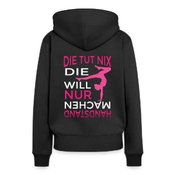 Handstand Turnerin Katze Gymnastik - Frauen Premium Bio Hoodie - Schwarz - Hinten - Julia (174cm)