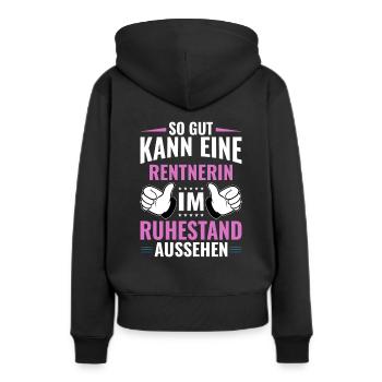 Rentnerin Ruhestand Pensionierung - Frauen Premium Bio Hoodie - Schwarz - Hinten - Julia (174cm)