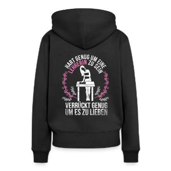 Lehrerin Spruch Schulpädagogin Leidenschaft - Frauen Premium Bio Hoodie - Schwarz - Hinten - Julia (174cm)