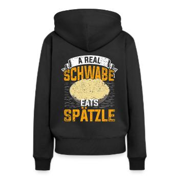 Schwaben Spätzle - Frauen Premium Bio Hoodie - Schwarz - Hinten - Julia (174cm)