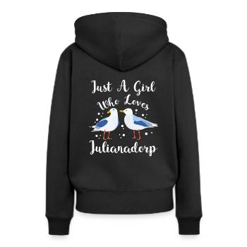 Julianadorp Niederlande Möwen Urlaub - Frauen Premium Bio Hoodie - Schwarz - Hinten - Julia (174cm)