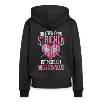 Stricken Wolle Häkeln Strickerin - Frauen Premium Bio Hoodie - Schwarz - Hinten - Julia (174cm)