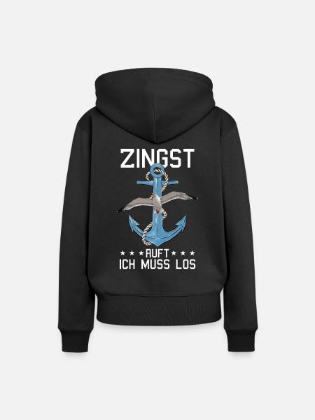 Retro Zingst ruft Anker Ostsee Fischland - Frauen Premium Bio Hoodie - Schwarz