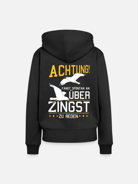 Redet über Zingst Ostsee Fischland Möwe - Frauen Premium Bio Hoodie - Schwarz
