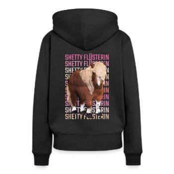 Retro Shetty Flüsterin Spruch Shetland Pony - Frauen Premium Bio Hoodie - Schwarz - Hinten - Julia (174cm)