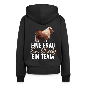 Shetty und Frau ein Team Shetland Pony reiten - Frauen Premium Bio Hoodie - Schwarz - Hinten - Julia (174cm)