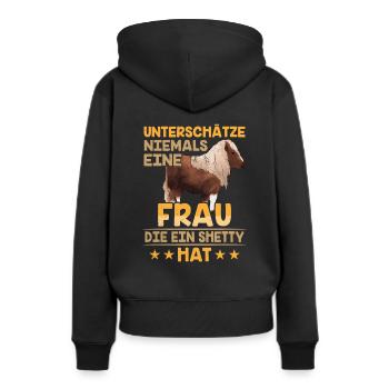 Shetty unterschätze niemals Shetland Pony reiten - Frauen Premium Bio Hoodie - Schwarz - Hinten - Julia (174cm)