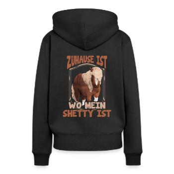 Shetty zuhause Spruch Shetland Pony reiten - Frauen Premium Bio Hoodie - Schwarz - Hinten - Julia (174cm)