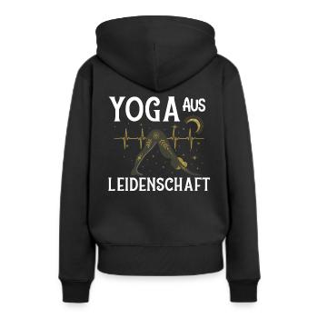 Meditation Yoga Leidenschaft Herzschlag - Frauen Premium Bio Hoodie - Schwarz - Hinten - Julia (174cm)