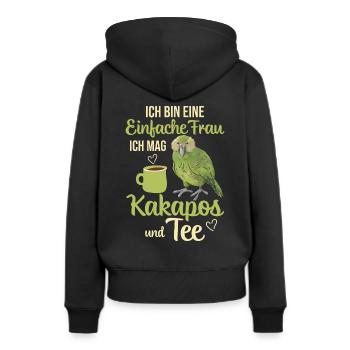 Ich mag Kakapos und Tee Papagei - Frauen Premium Bio Hoodie - Schwarz - Hinten - Julia (174cm)