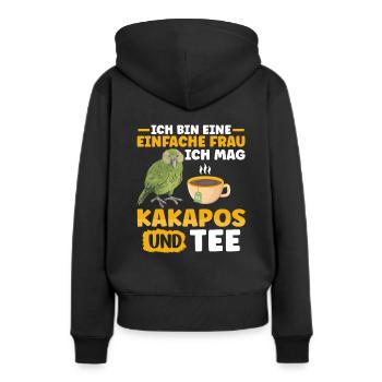 Ich mag Kakapos und Tee Papagei - Frauen Premium Bio Hoodie - Schwarz - Hinten - Julia (174cm)