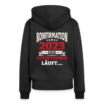Das Konfirmation Glücks - Frauen Premium Bio Hoodie - Schwarz - Hinten - Julia (174cm)