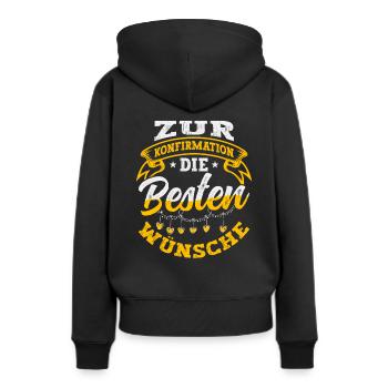 Konfirmation die Besten Wünsche Konfirmand - Frauen Premium Bio Hoodie - Schwarz - Hinten - Julia (174cm)