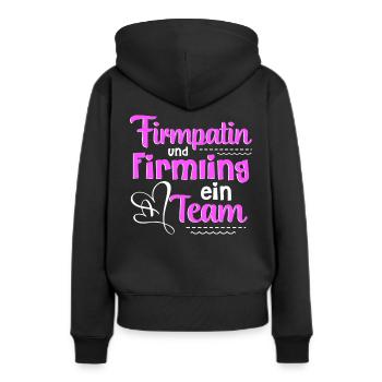 Firmpatin und Firmung ein Team - Frauen Premium Bio Hoodie - Schwarz - Hinten - Julia (174cm)