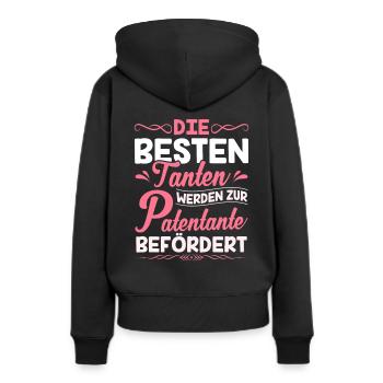 Beste Tanten werden Patentante Taufpatin - Frauen Premium Bio Hoodie - Schwarz - Hinten - Julia (174cm)