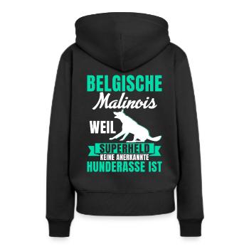 Belgischer Malinois Supherheld Hunderasse - Frauen Premium Bio Hoodie - Schwarz - Hinten - Julia (174cm)