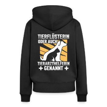 Tierflüsterin oder Tierarzthelferin TFA Veterinär - Frauen Premium Bio Hoodie - Schwarz - Hinten - Julia (174cm)