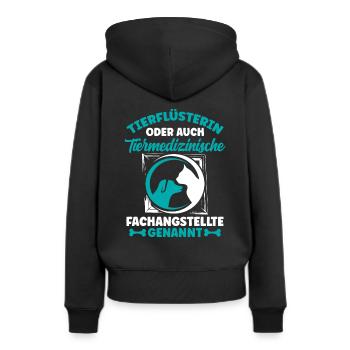 Tierflüsterin oder Tierarzthelferin TFA Veterinär - Frauen Premium Bio Hoodie - Schwarz - Hinten - Julia (174cm)