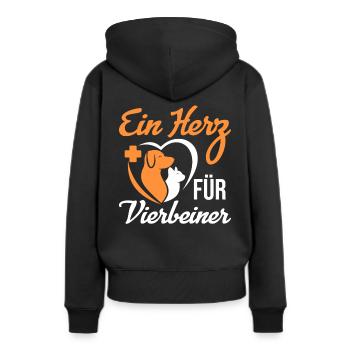 Tierarzthelferin Herz für Vierbeiner TFA Veterinär - Frauen Premium Bio Hoodie - Schwarz - Hinten - Julia (174cm)