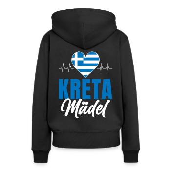 Kreta Mädel Griechenland Urlaub Herzschlag - Frauen Premium Bio Hoodie - Schwarz - Hinten - Julia (174cm)