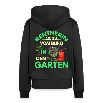 Rentner 2023 vom Büro in den Garten Rente - Frauen Premium Bio Hoodie - Schwarz - Hinten - Julia (174cm)