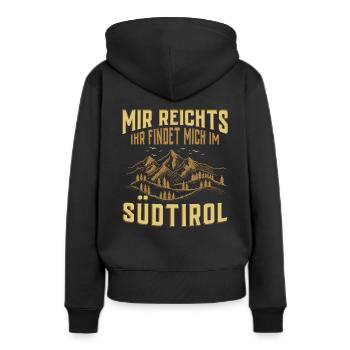 Ihr findet mich im Südtirol Südtiroler - Frauen Premium Bio Hoodie - Schwarz - Hinten - Julia (174cm)