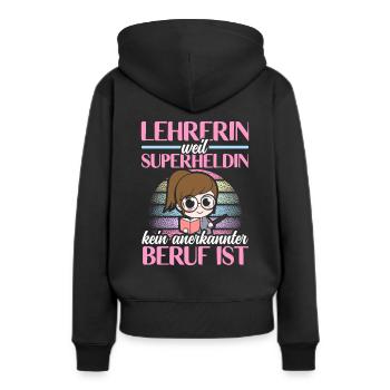 Lehrerin Superheld kein anerkannter Beruf - Frauen Premium Bio Hoodie - Schwarz - Hinten - Julia (174cm)