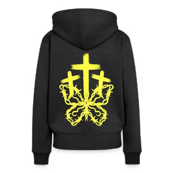 Croix, Croix, Papillon, Réincarnation, Jésus - Sweat à capuche Premium bio Femme - noir - Dos - Julia (174cm)