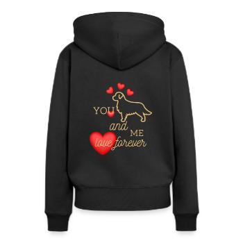 Tierliebe; Hundefreund - Frauen Premium Bio Hoodie - Schwarz - Hinten - Julia (174cm)
