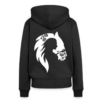 Chevaux Cheval Fille Motif de Fleur - Sweat à capuche Premium bio Femme - noir - Dos - Julia (174cm)