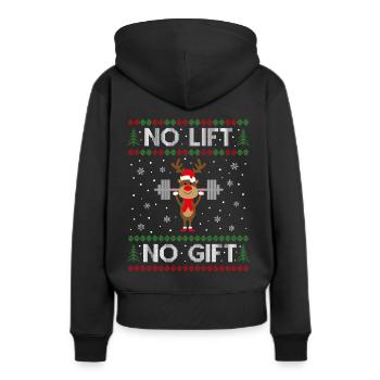 No lift no gift - Frauen Premium Bio Hoodie - Schwarz - Hinten - Julia (174cm)