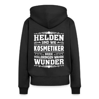 Kosmetiker - Helden - Frauen Premium Bio Hoodie - Schwarz - Hinten - Julia (174cm)
