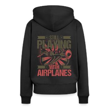 Aviateur Aviateur Pilote - Sweat à capuche Premium bio Femme - noir - Dos - Julia (174cm)