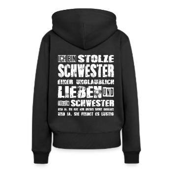 stolze Schwester einer lieben und tollen Schwester - Frauen Premium Bio Hoodie - Schwarz - Hinten - Julia (174cm)