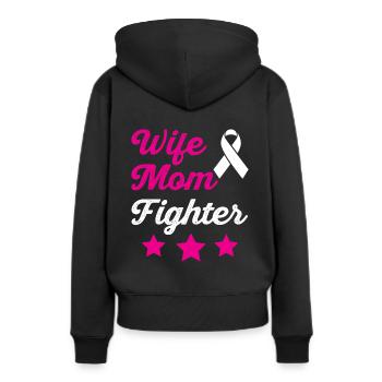 Mom Wife Fighter Cancer Awareness - Women’s Premium Organic Hoodie - black - Back - Julia (174cm)