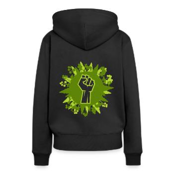 Protestation écologique - Sweat à capuche Premium bio Femme - noir - Dos - Julia (174cm)