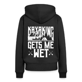 Le kayak me mouille - Sweat à capuche Premium bio Femme - noir - Dos - Julia (174cm)