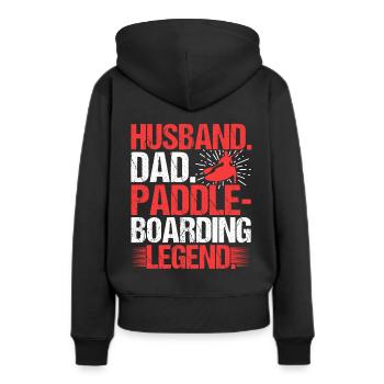 Husband Dad Paddle boarding Legend - Sweat à capuche Premium bio Femme - noir - Dos - Julia (174cm)