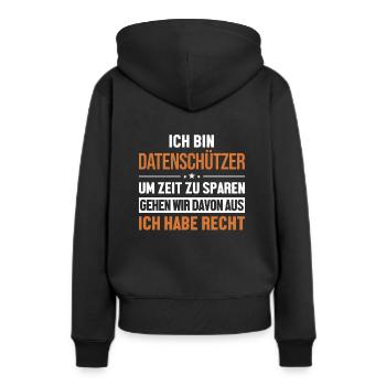 Datenschützer hat immer Recht Datenschützer - Frauen Premium Bio Hoodie - Schwarz - Hinten - Julia (174cm)