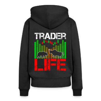 Trader Life Stock Forex Trader - Sweat à capuche Premium bio Femme - noir - Dos - Julia (174cm)