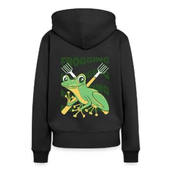 Frogging Kaulquappe Laubfrosch Kröte Frosch Fänger - Frauen Premium Bio Hoodie - Schwarz - Hinten - Julia (174cm)